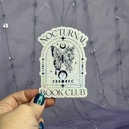 Nocturnal Book Club Holographic Sticker Book Lover Sparkly Decal, Spicy Dark Romance, kindle waterbottle laptop sticker Night Court Sticker