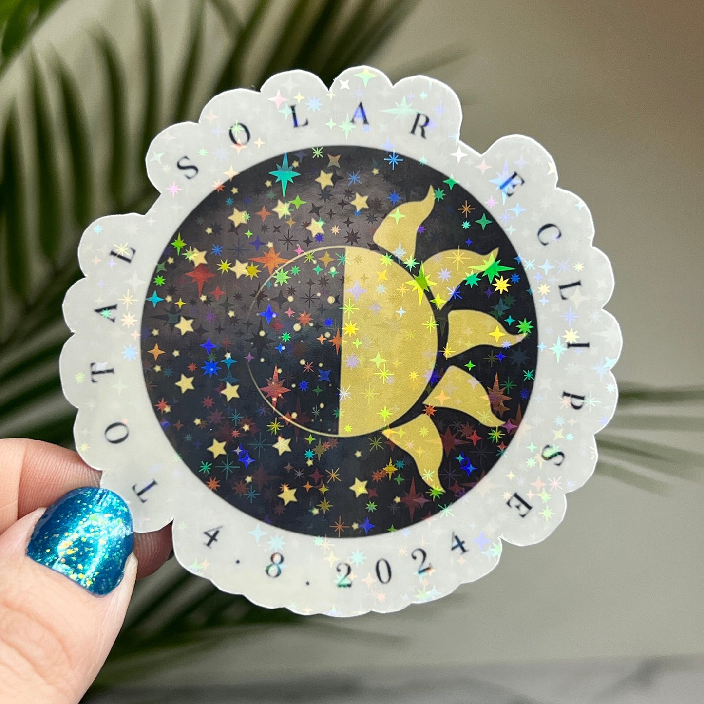 Total Solar Eclipse Holographic Sparkly Sticker 4.8.2024 Eclipse Souvenir Decal Solar Eclipse Sticker astronomy lover waterbottle sticker