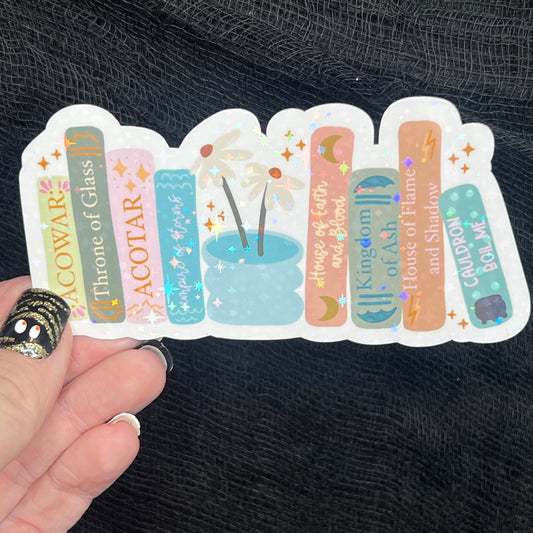 SJM Bookshelf Holographic Sticker ACOTAR TOG Crescent City Sarah J Maas Decal Kindle Sticker A Court of Thorns & Roses Throne of Glass