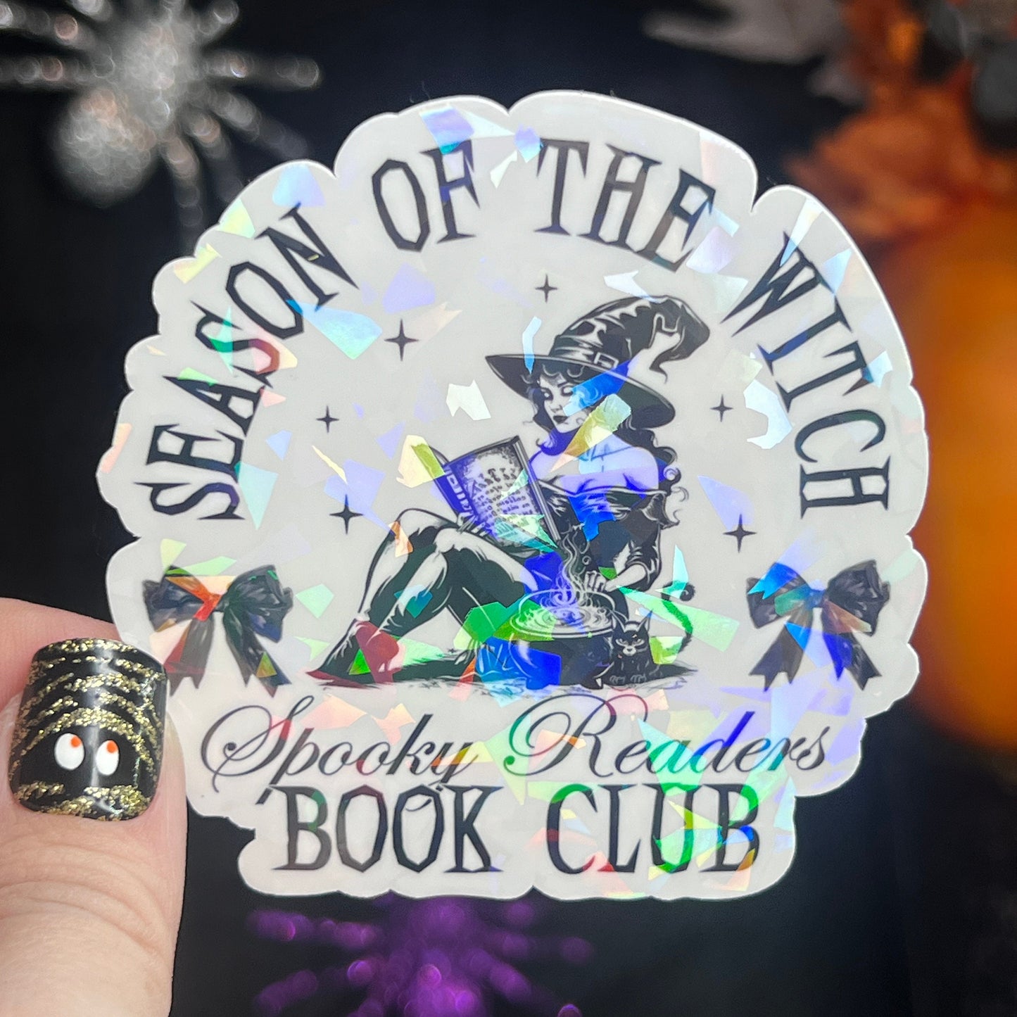 Season of the Witch Spook Readers Book Club Halloween Holographic Sticker Halloween Kindle Decal Spooky Fall Reader Gift Bookish Decal