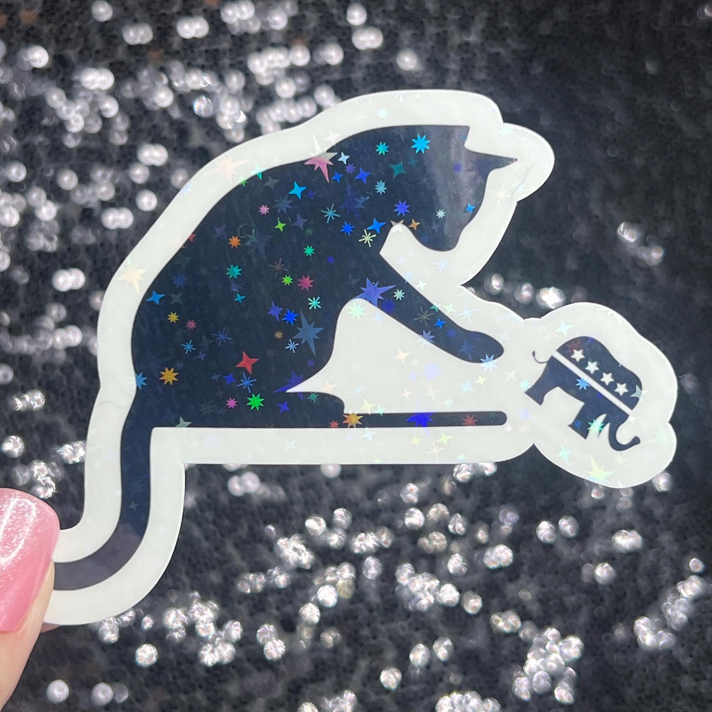 Cat Lady Holographic Sticker Kamala Walz Decal Anti Trump JD Vance Pro Choice Feminist Sticker Liberal Democrat Decal Minimalist Cat Decal