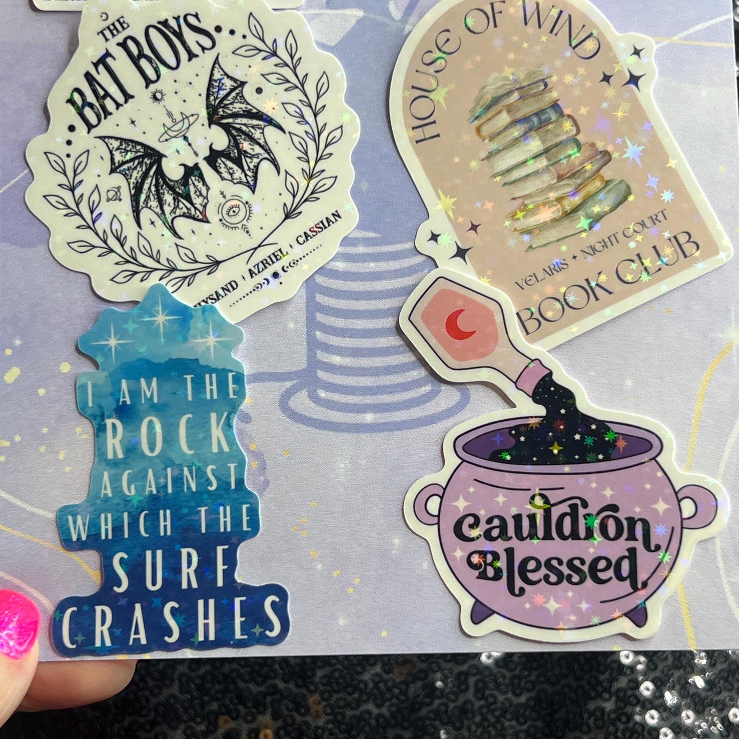 ACOTAR mini Holographic Stickers, Booktok stickers kindle acotar a court of thorns and roses small set bundle, ACOFAS, ACOMAF, acowar, acosf