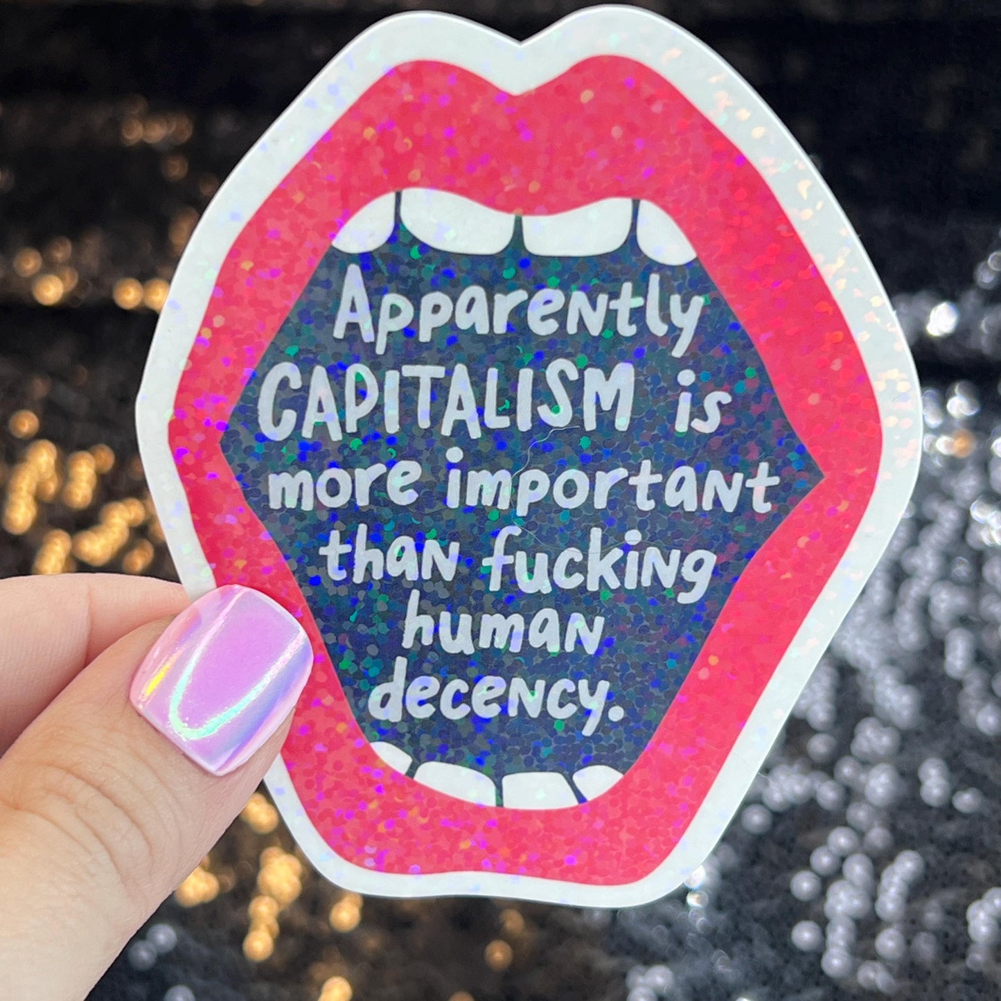 Apparently Capitalism is More Important Holographic Sticker Kamala Anti Trump JD Vance Pro Choice Feminist Sticker Liberal Democrat Decal