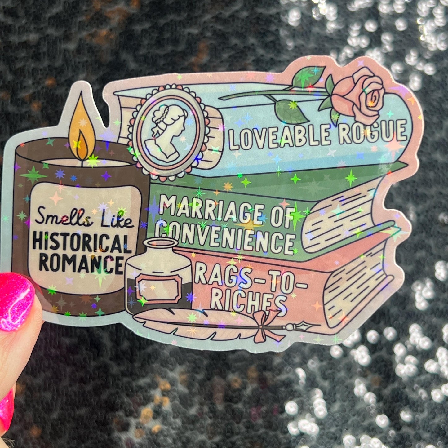 Smells Like Historical Romance Holographic Sticker Decal History Reads Bookish kindle waterbottle laptop Reader Bookish Present Gift