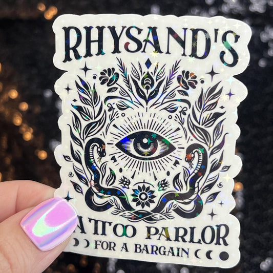 Rhysand's Tattoo Parlor A Court of Thorns and Roses Holographic Sticker Sparkly ACOTAR Decal Kindle Sticker Spicybook Sticker SJM Stickers