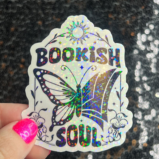 Bookish Soul Sparkly Sticker Holographic Book Book Lover, Spicy Dark Romance, Booktok, kindle waterbottle laptop Romance Decal