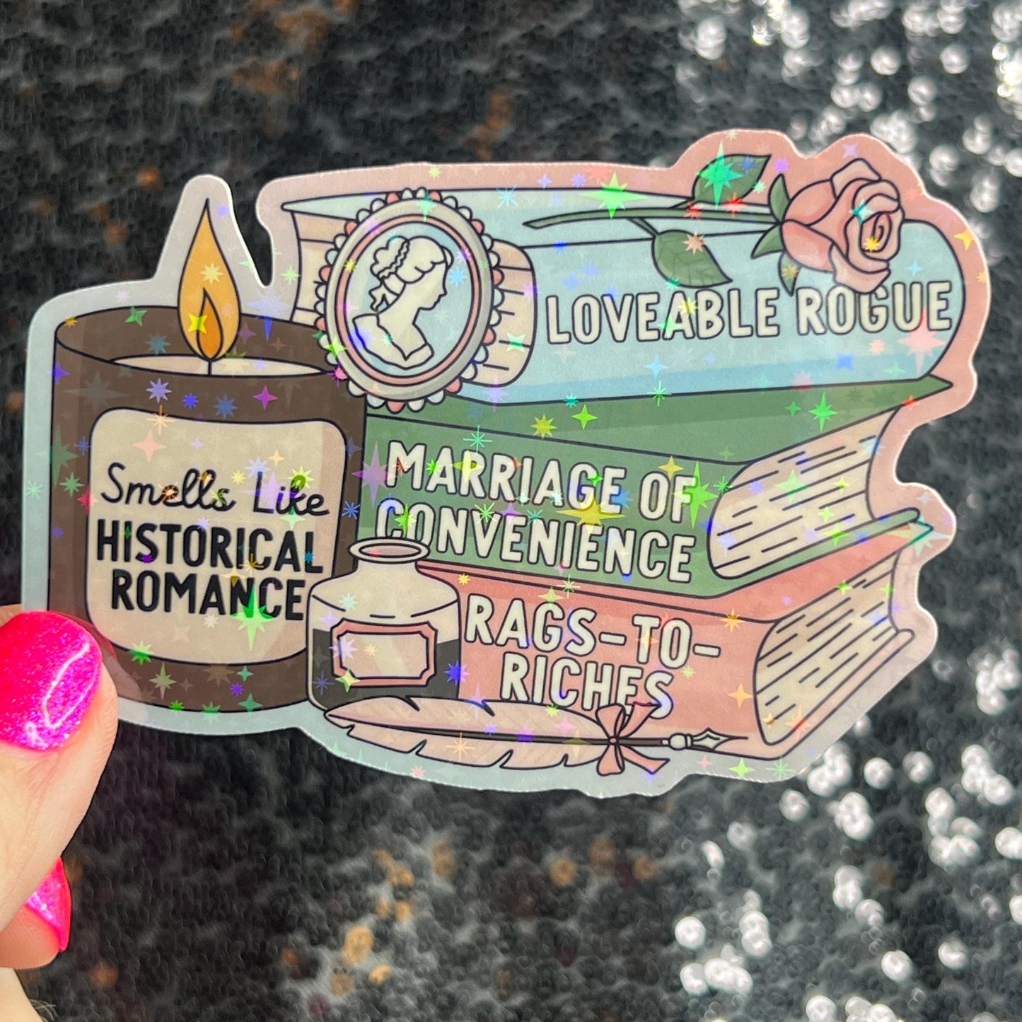 Smells Like Historical Romance Holographic Sticker Decal History Reads Bookish kindle waterbottle laptop Reader Bookish Present Gift