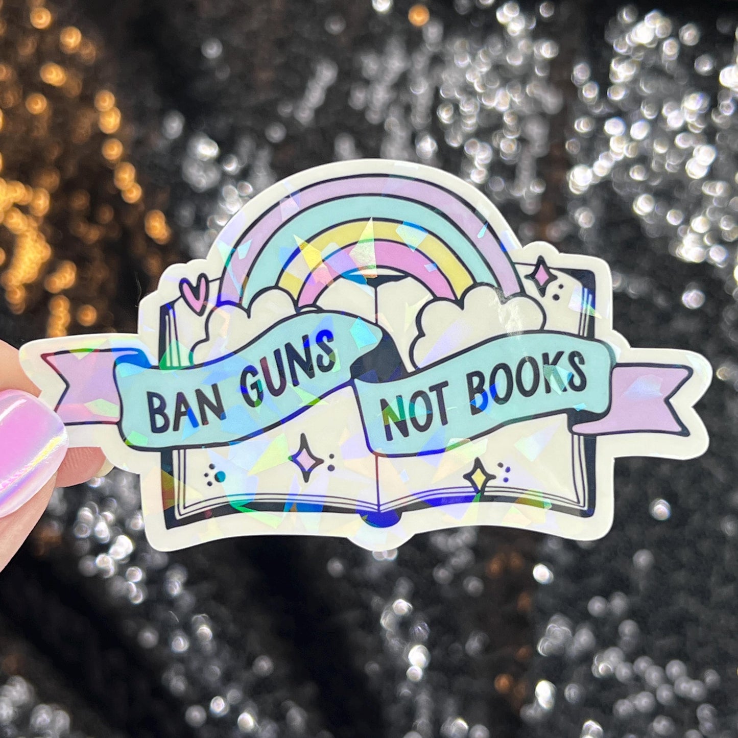 Ban Guns Not Books Holographic Sticker Kamala Decal Anti Trump Pro Choice Feminist Sticker Liberal Democrat
