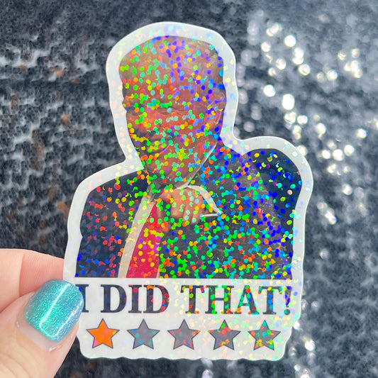 Trump one star I did that Sparkly Holographic Sticker Hands Off No Kings Sticker F Trump 8647 FDT Anti Elon Girls are fighting