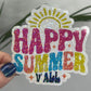 Happy Summer Y'all Holographic Sparkly Sticker Beach Life Decal Sunshine Sticker Summer Vacation Sticker Ocean Life Sticker Family Cruise