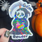 Grim Reader Reaper Halloween Holographic Sticker Halloween Kindle Decal Spooky Fall Reader Gift Bookish Decal