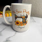 Oh Sew Pretty custom coffee mug, quilting personalize cup, sewing coffee glass, sunflower quilting glass