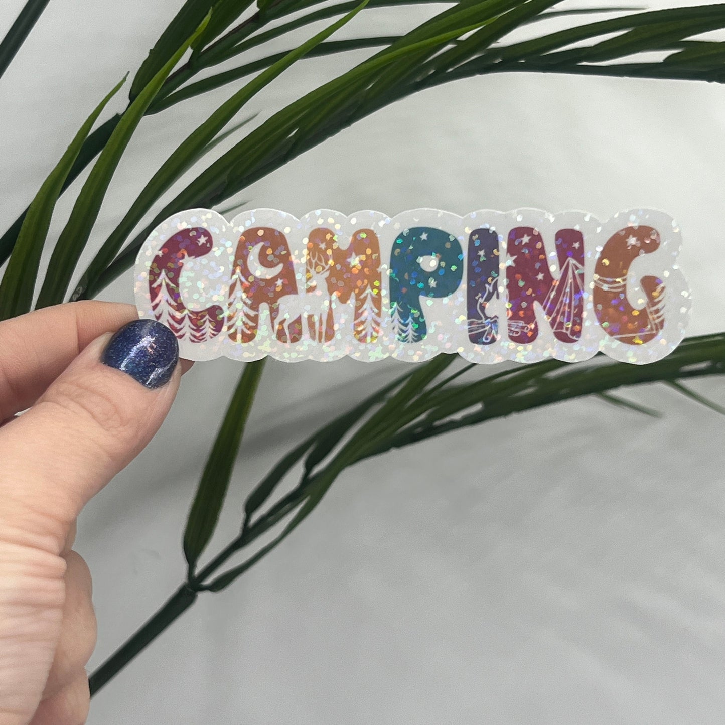 Camping Fun Font Holographic Sparkly Sticker Adventure Sticker RV Sticker Outdoor Decal Nature Sticker Travel Hiking Backpacking Sticker