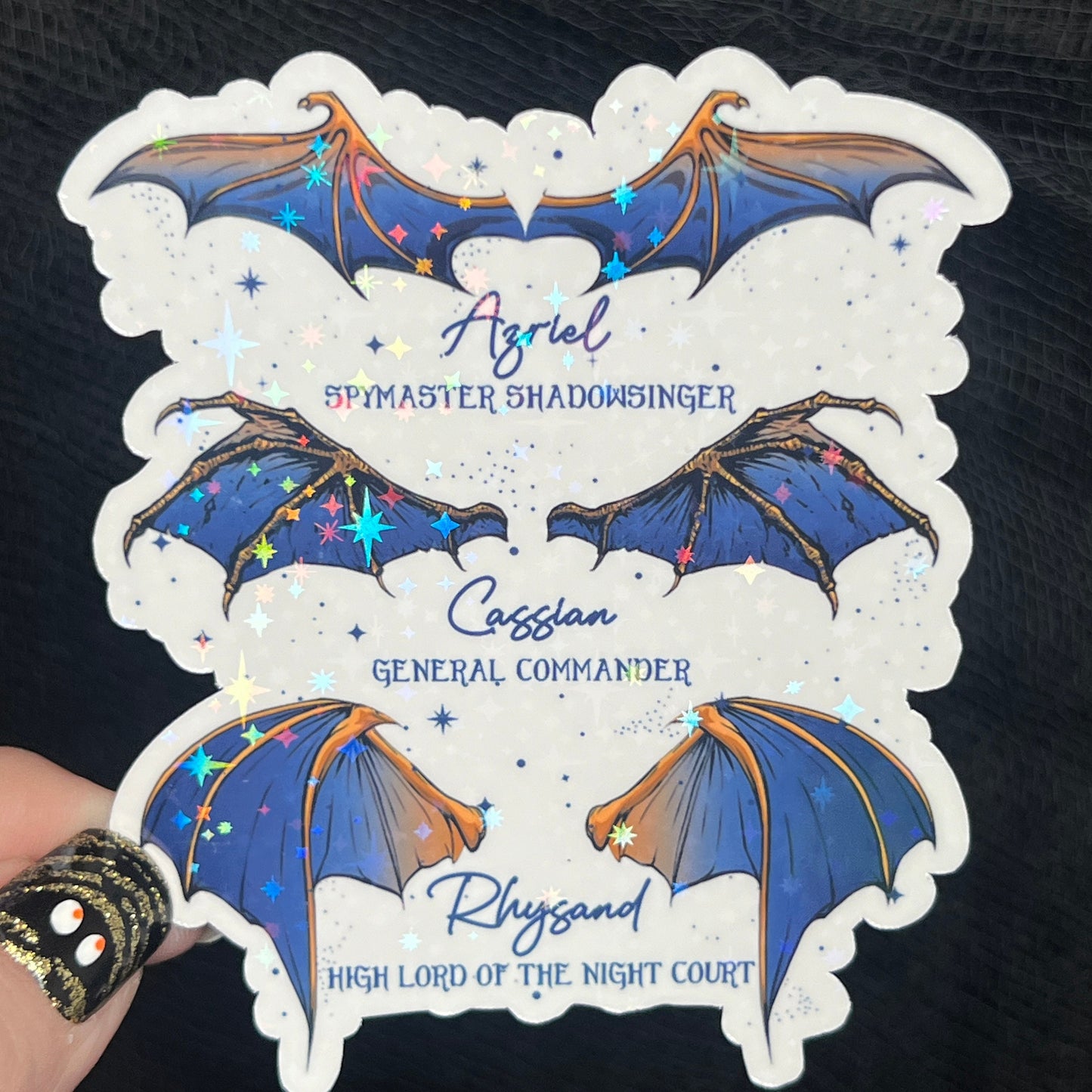 Wings Blue Gold Bat Boys Rhysand Azirel Cassian Holographic Sticker Sparkly ACOTAR Decal Kindle Sticker Spicybook Sticker SJM Stickers