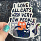 I like cats and very few people Holographic Sticker Orange Cat silly humor decal Cute Adorable Kitty Decal Introverted Home Body