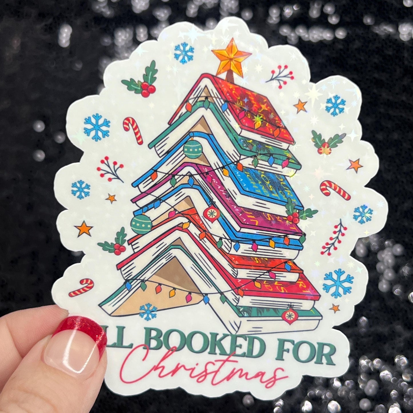 A Court of Thorns and Roses Holographic Christmas Sticker – Sparkly ACOTAR SJM XMAS Gift for Book Lovers | Perfect for Kindles & Laptops.