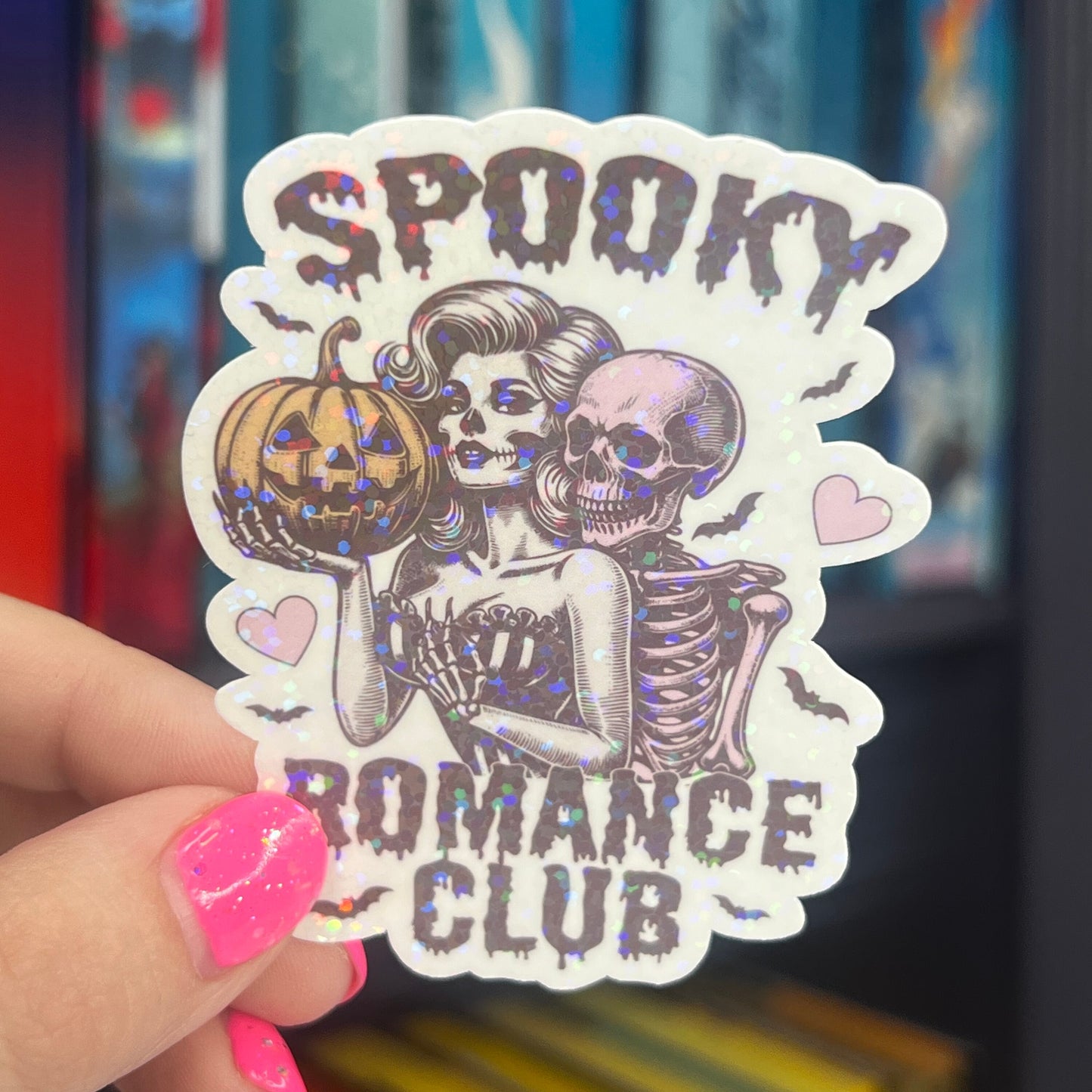 Spooky Romance Club Holographic Sticker, Spicy Dark Romance, Booktok, kindle waterbottle laptop stickers Halloween book decal celestial book