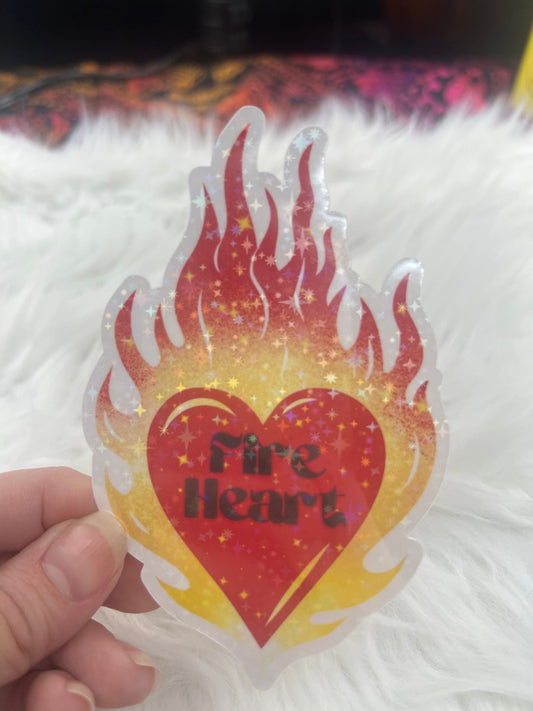 Throne of Glass Holographic Sticker - “Fireheart”, TOG Waterbottle Sticker, SJM laptop waterproof sticker