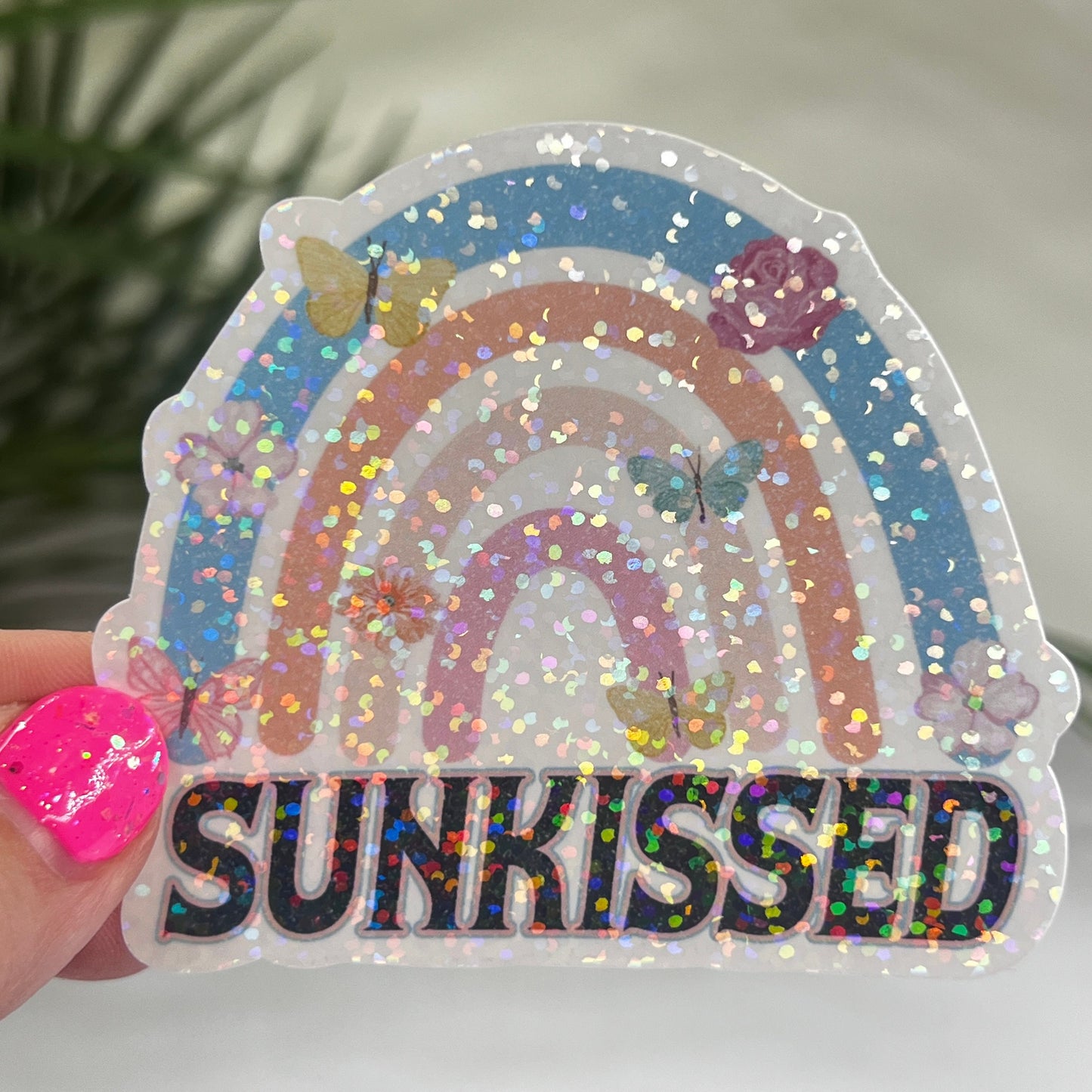 Sunkissed Butterflies Rainbow Summer Holographic Sparkly Sticker Beach Life Decal Boating Sticker Summer Vacation Ocean Life Sticker