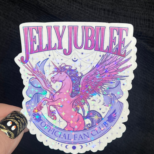 Jelly Jubilee Pink Pony Holographic Sticker, HOSAB HOEAB Hofas Decal, SJM laptop kindle waterproof sticker bookish Waterbottle decal