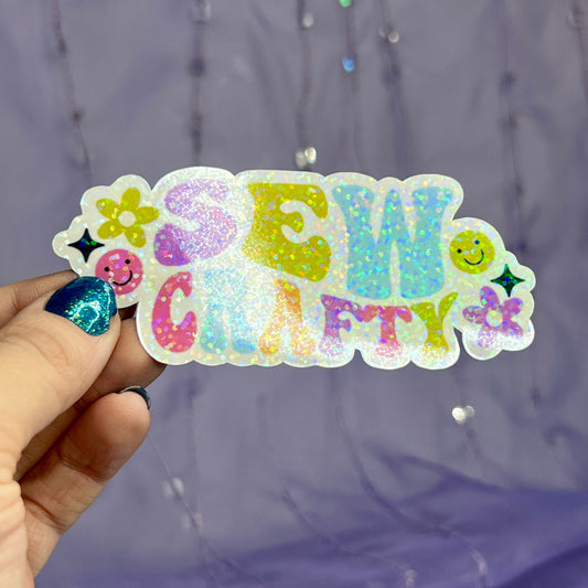 Sew Craft Retro Rainbow Sparkly Holographic Quilting Sticker sewing Waterbottle sticker Craft Sticker Fabric Decal Cross Stitch Sticker