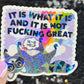 It is what it is and it is not fing great Silly Dark Humor Holographic Sticker Sparkly Spread Positivity Good Vibes Decal Inspirational