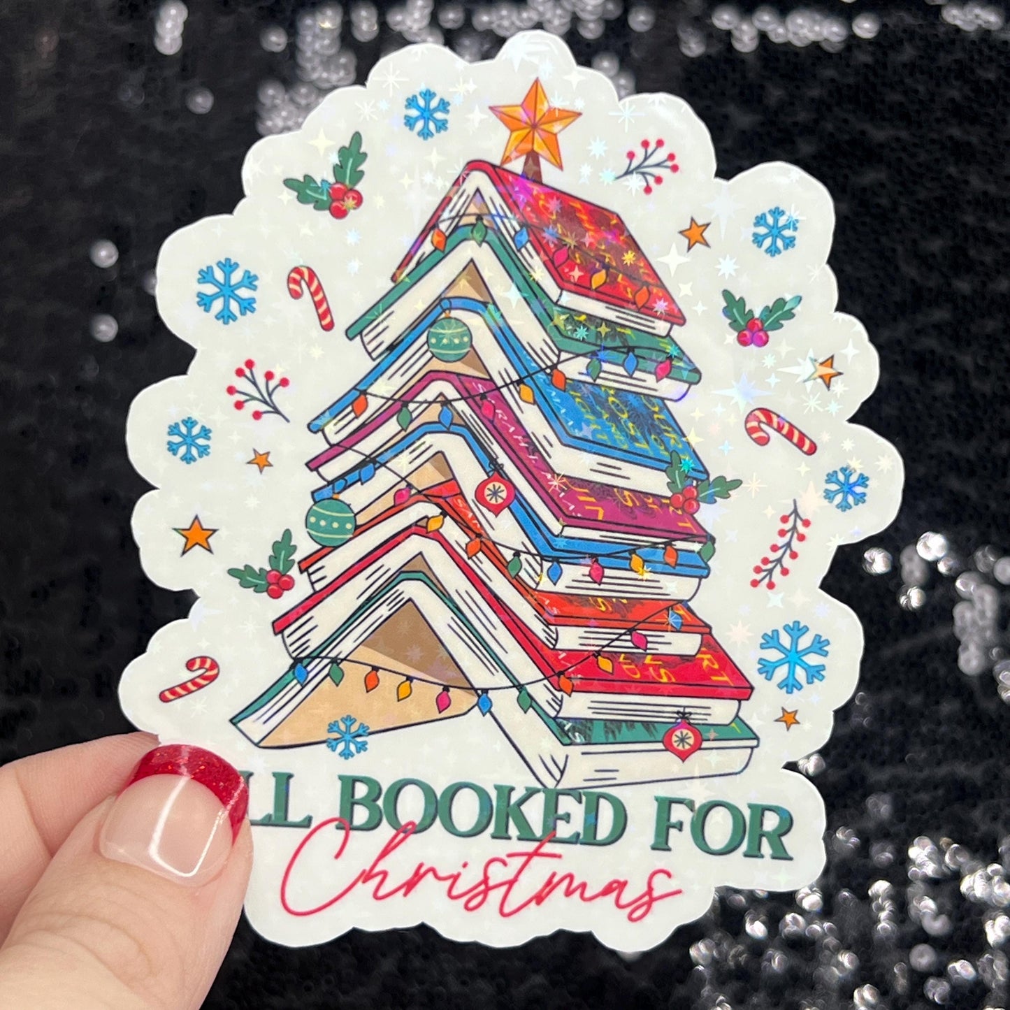 A Court of Thorns and Roses Holographic Christmas Sticker – Sparkly ACOTAR SJM XMAS Gift for Book Lovers | Perfect for Kindles & Laptops.