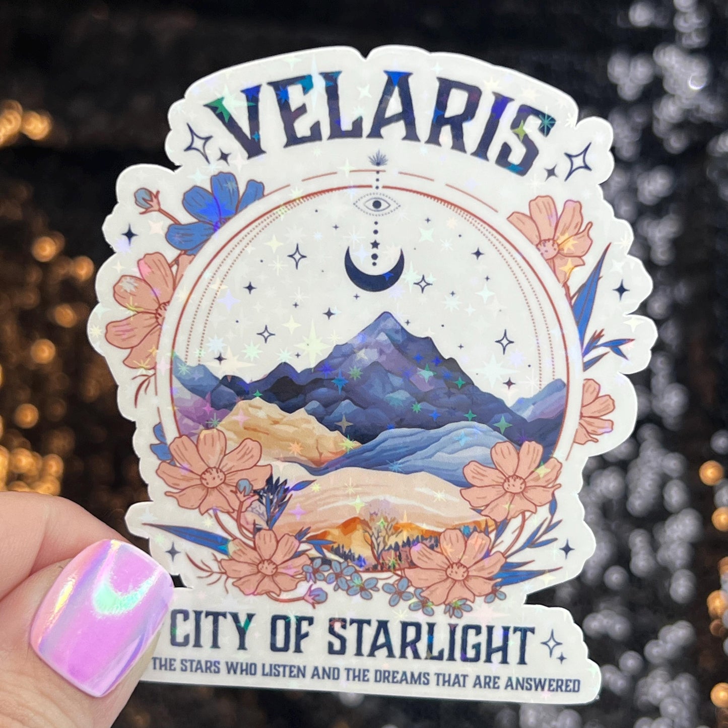 Velaris City of Starlight Court of Thorns and Roses Holographic Sticker Sparkly ACOTAR Decal Kindle Sticker Spicybook Sticker SJM Stickers