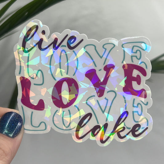 Live Love Lake Holographic Sparkly Sticker Boating Outdoor Decal Nature Adventure Sticker Lake House Sticker Lake Life Sticker