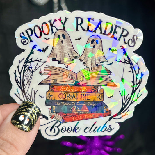 Spooky Readers Book Club Holographic Sticker Halloween Kindle Decal Spooky Fall Reader Gift Bookish Decal