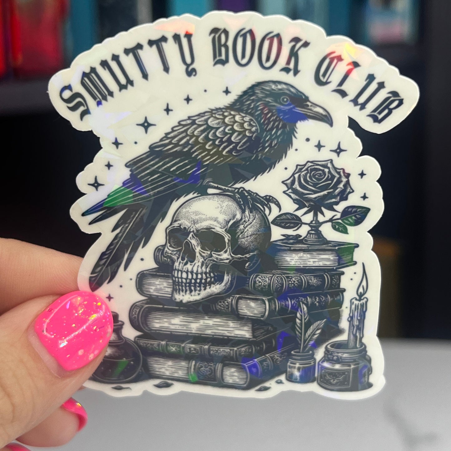 Smutty Book Club Sparkly Dark Romance Holographic Stickers, Booktok stickers, kindle stickers, spicy book sticker Waterbottle book stickers