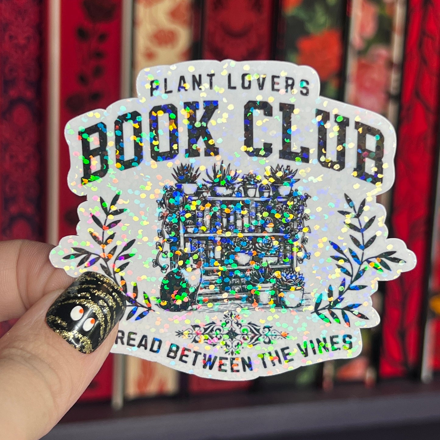 Plant Lovers Book Club Holographic Sticker Book Lover Sparkly Decal, Spicy Dark Romance, kindle waterbottle laptop Reader Gift Plant Mom