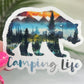 Camping Life Bear Mountain Watercolor Sparkly Sticker Adventure Sticker RV Sticker Outdoor Decal Nature Sticker Travel Hiking Camping