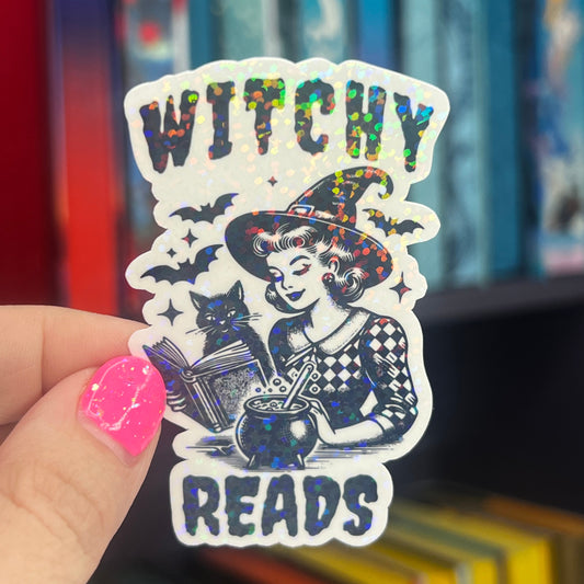 Witchy Reads Holographic Sticker, Spicy Dark Romance, Booktok, kindle waterbottle laptop stickers Halloween book decal celestial book