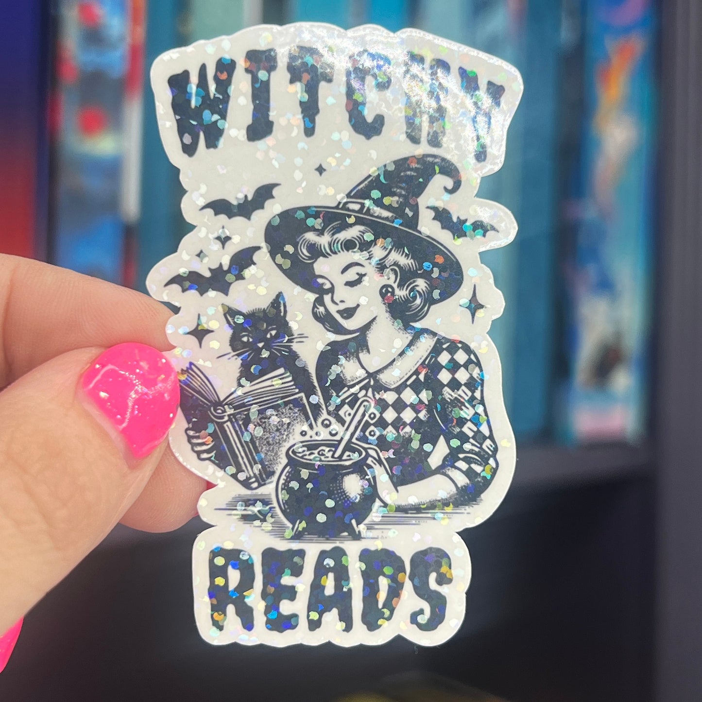 Witchy Reads Holographic Sticker, Spicy Dark Romance, Booktok, kindle waterbottle laptop stickers Halloween book decal celestial book