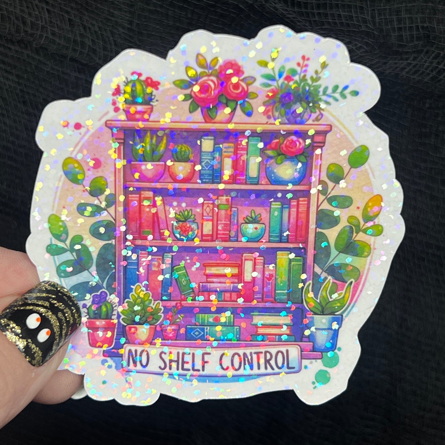 No Shelf Control bookshelf Sparkly Holographic Sticker Decal, Spicy Dark Romance, kindle waterbottle laptop Reader Bookish Present Gift
