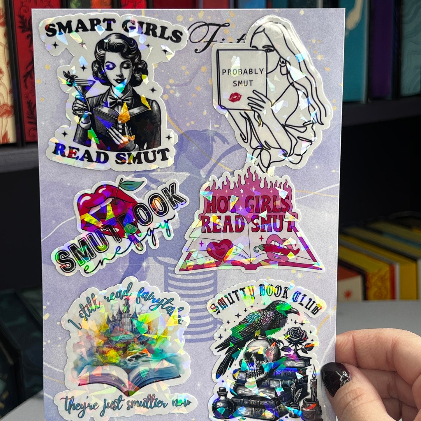 Smutty Romance Holographic Stickers, Booktok stickers, kindle stickers, spicy book sticker mortally grey decals Waterbottle book stickers