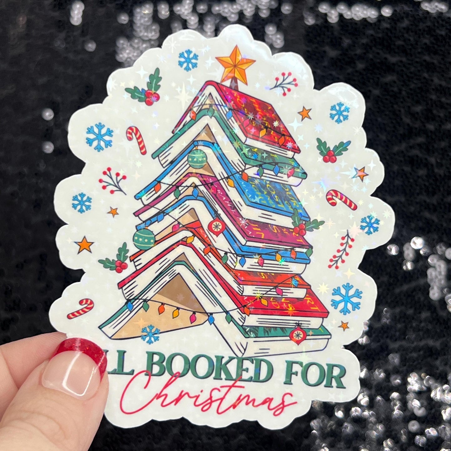 A Court of Thorns and Roses Holographic Christmas Sticker – Sparkly ACOTAR SJM XMAS Gift for Book Lovers | Perfect for Kindles & Laptops.