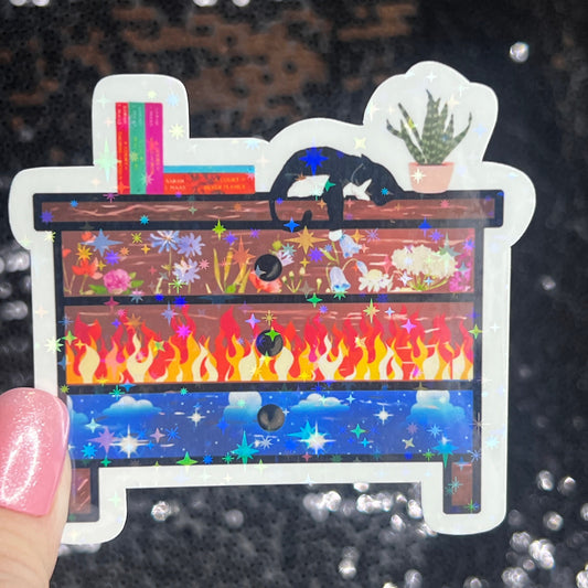 ACOTAR Nightstand Holographic Sticker SJM Lover Sparkly decal A Court of Thorn and Roses laptop kindle sticker Decal Suriel Velaris Decal