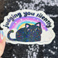 Judging You Silently Silly Holographic Sticker Rainbow Cat Mental Health Sparkly Spread Positivity Good Vibes Decal Inspirational