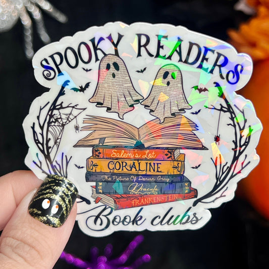 Spooky Readers Book Club Holographic Sticker Halloween Kindle Decal Spooky Fall Reader Gift Bookish Decal