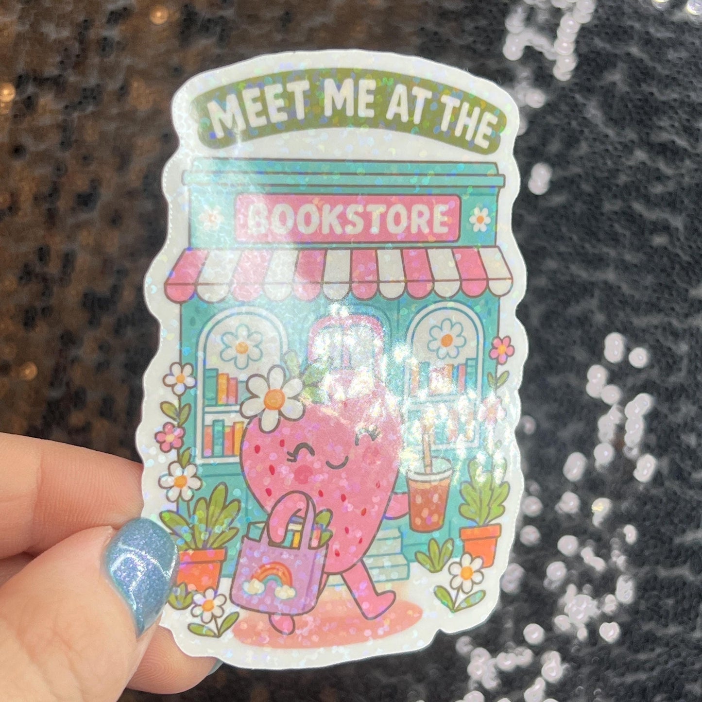 Take me to the Bookstore spring sparkly  holographic sticker Decal for Readers bookish sticker gift for readers kindle laptop decal