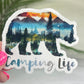 Camping Life Bear Mountain Watercolor Sparkly Sticker Adventure Sticker RV Sticker Outdoor Decal Nature Sticker Travel Hiking Camping