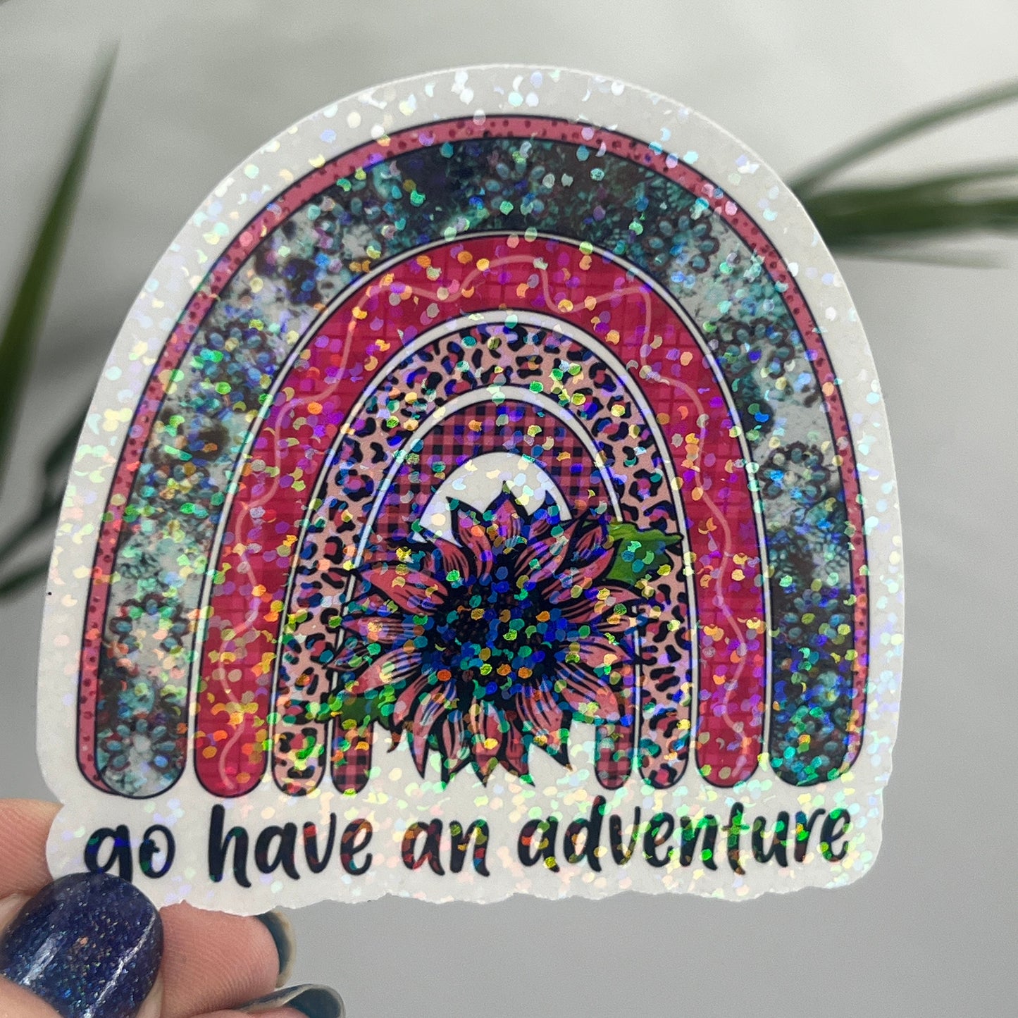 Go Have an Adventure Rainbow Holographic Sparkly Sticker Adventure Sticker RV Sticker Outdoor Decal Nature Sticker Travel Hiking Backpacking