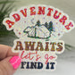 Discontinuing Adventure Awaits Lets Go Find It Camping Holographic Sparkly Sticker Adventure RV Outdoor Decal Nature Sticker Travel Hiking