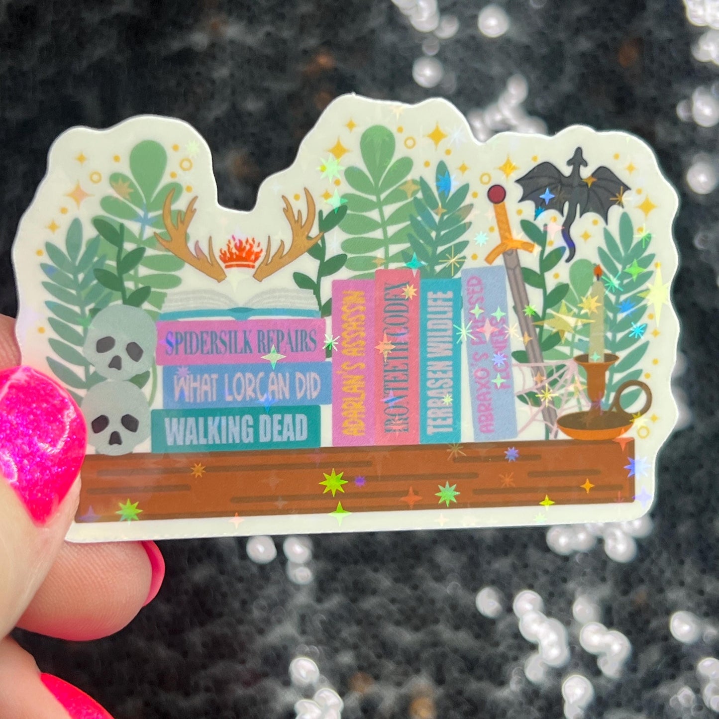 Throne of Glass mini Holographic Sticker Set, Booktok stickers kindle tog small set bundle the thirteen aelin stickers