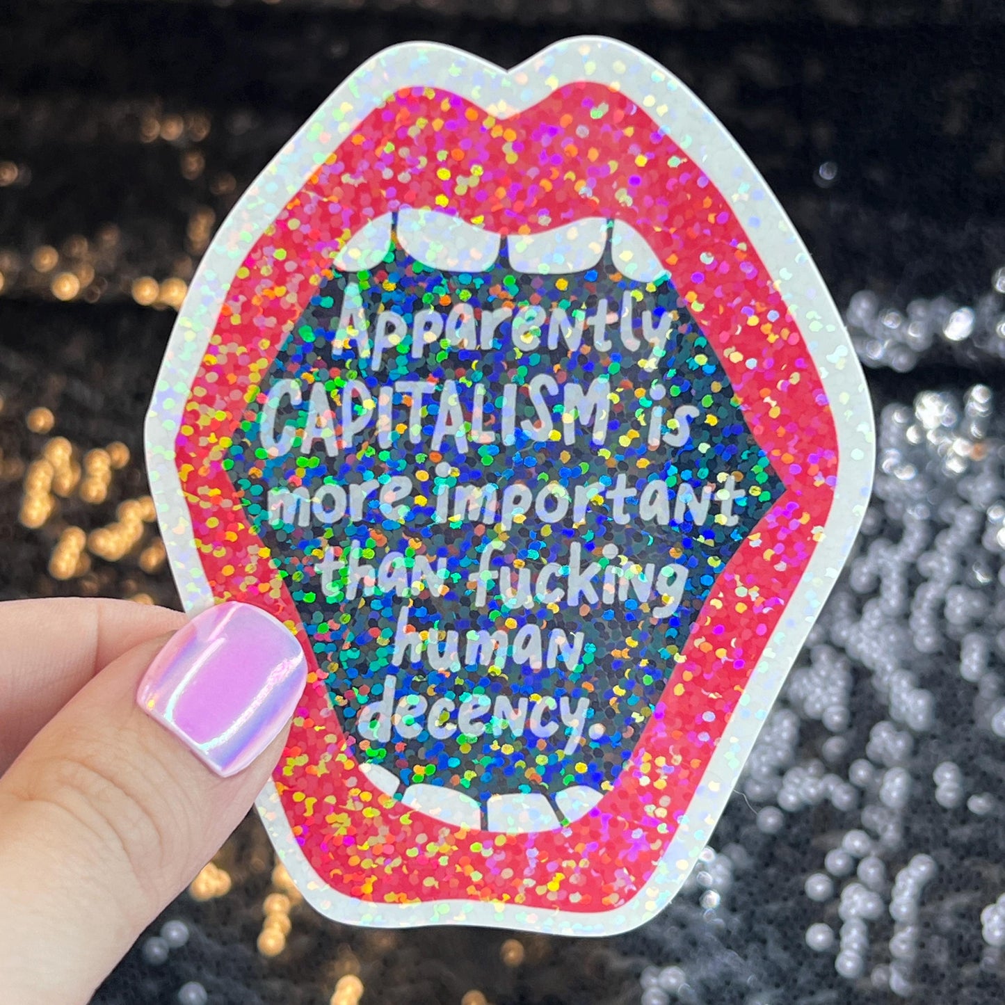 Apparently Capitalism is More Important Holographic Sticker Kamala Anti Trump JD Vance Pro Choice Feminist Sticker Liberal Democrat Decal