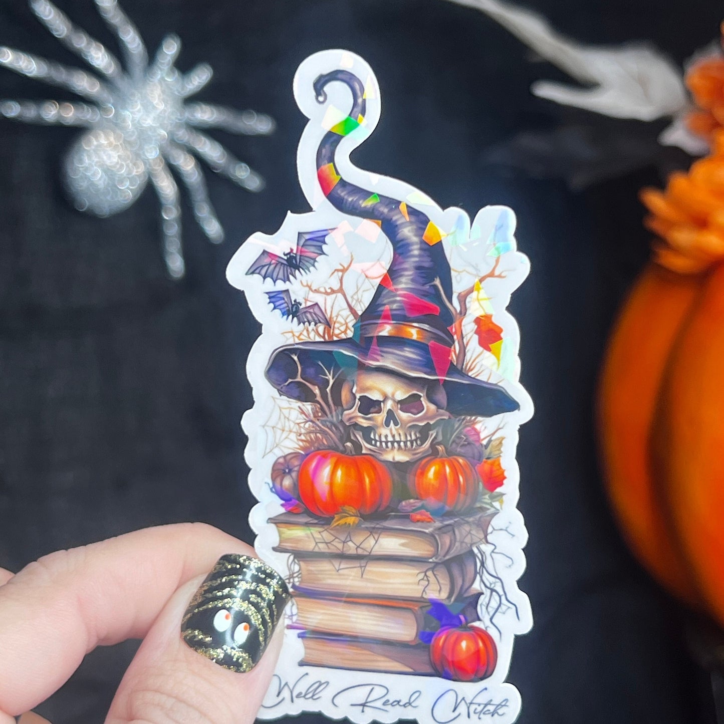 Well Read Witch Holographic Sticker, Spicy Dark Romance Stickers, Booktok stickers, kindle stickers Halloween Book Sticker Waterbottle