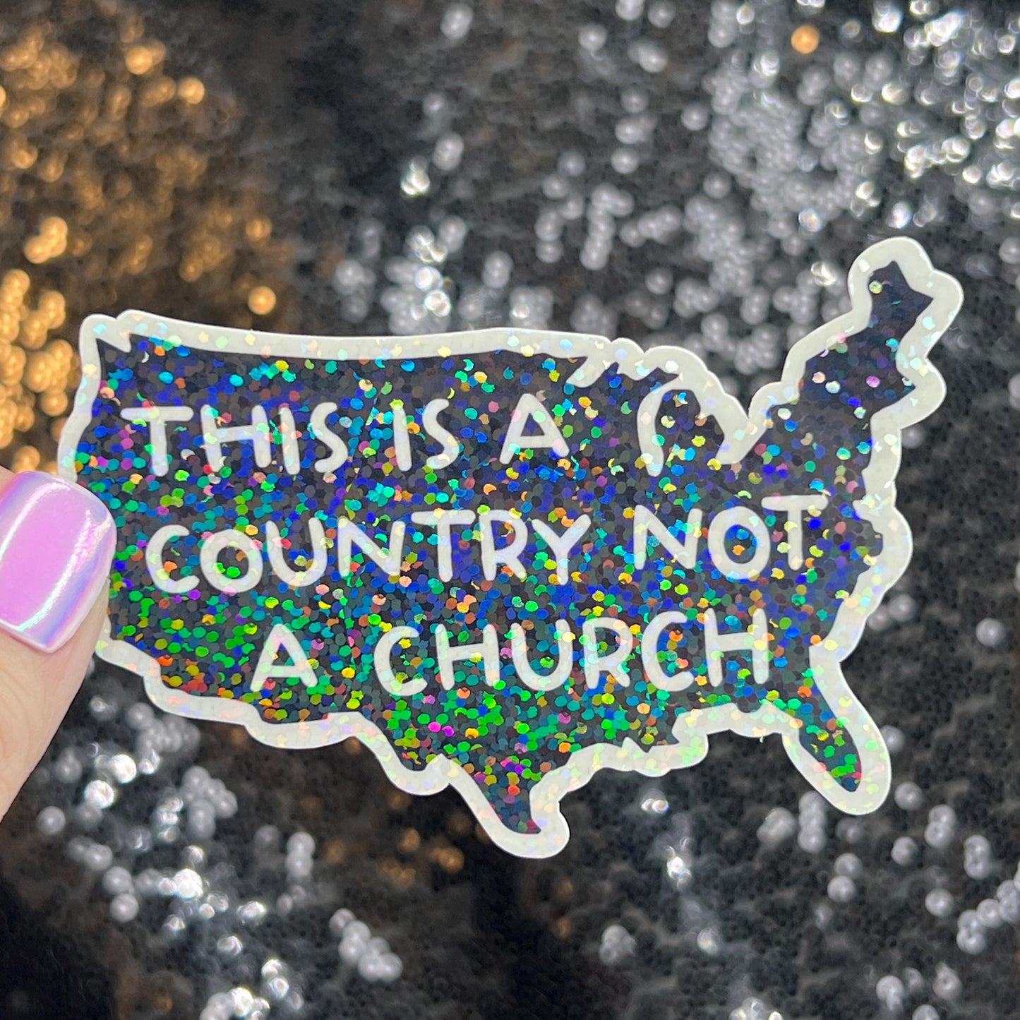 This is a Country Not a Church Holographic Sticker Kamala Anti Trump JD Vance Pro Choice Feminist Sticker Liberal Democrat Decal