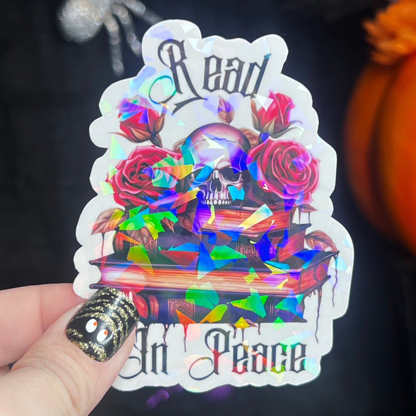 Read In Peace Holographic Sticker, Spicy Dark Romance Sticker, Booktok sticker, kindle stickers dark academia book sticker rip bookish decal